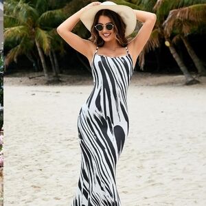 Asymmetrical Black and White Dress